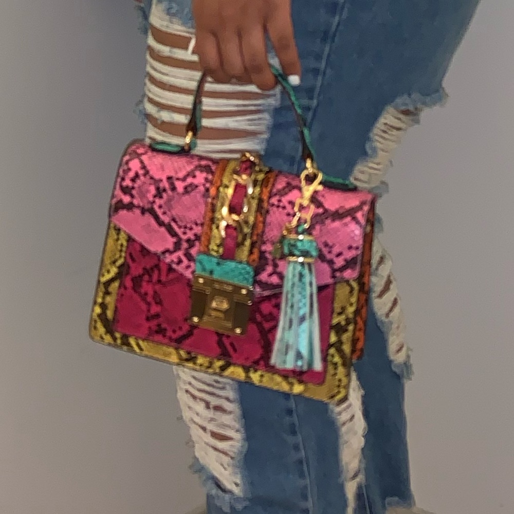 MultiColor Snake Skin Handbag